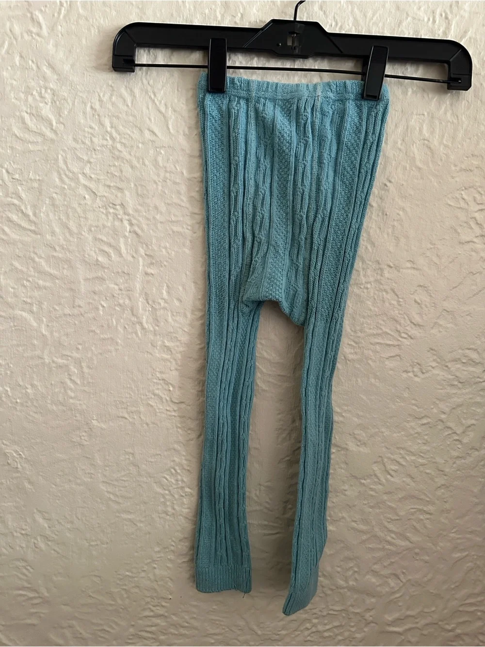 Mini Boden Light Blue Cable Knit Footless Sweater Tights 3-4Y